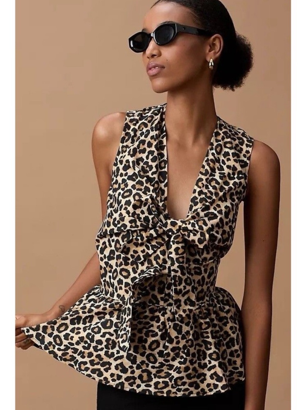 Anthropologie | NWT Maeve Sleeveless Bow-Front Peplum Blouse
